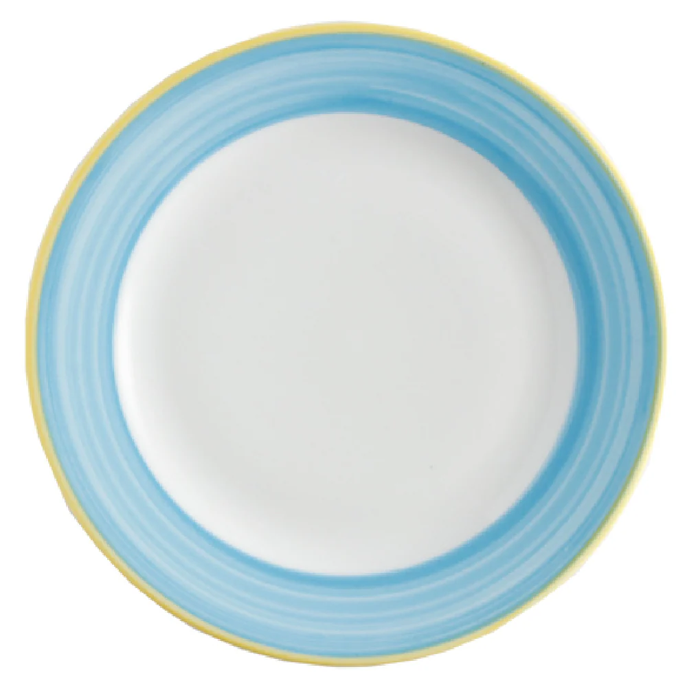 GET Enterprises PA1601902524 10 Inch Round Rolled Edge Plate Porcelain Yellow Edge GET Enterprises PA1601902524 10 Inch Round Rolled Edge Plate Porcelain Yellow Edge