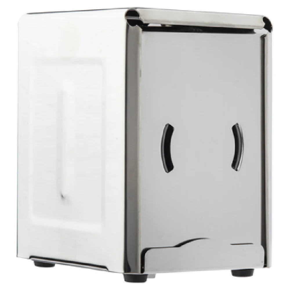 Tablecraft 219 4.62 Inch Napkin Dispenser Fits Low-fold Napkins Stainless Steel Mirrored Finish