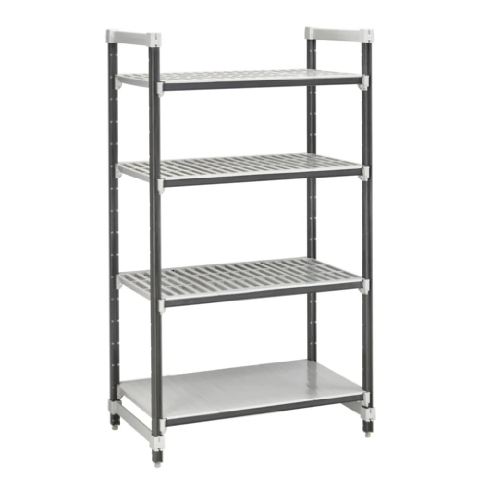 Cambro EXU245472VS4480 24 Inch 4-Tier Shelving Unit with Antimicrobial Protection Gray