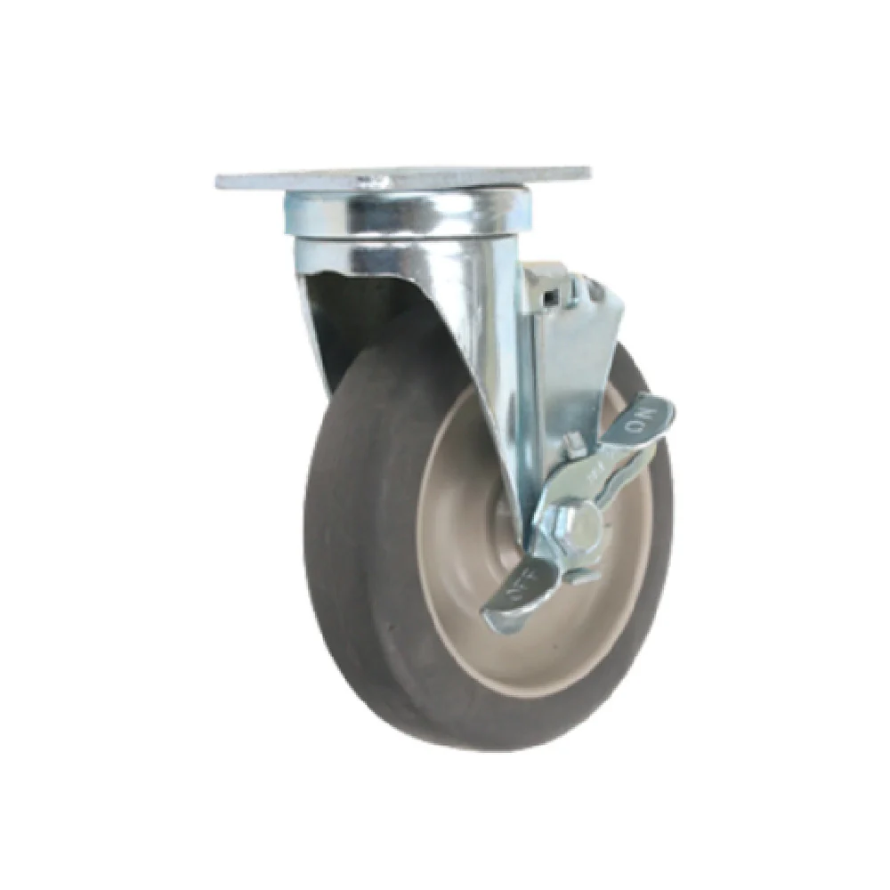 Forbes Industries 1616-S/BK 5 Inch Diameter Swivel Caster with Brake Standard Gray Wheel Forbes Industries 1616-S/BK 5 Inch Diameter Swivel Caster with Brake Standard Gray Wheel