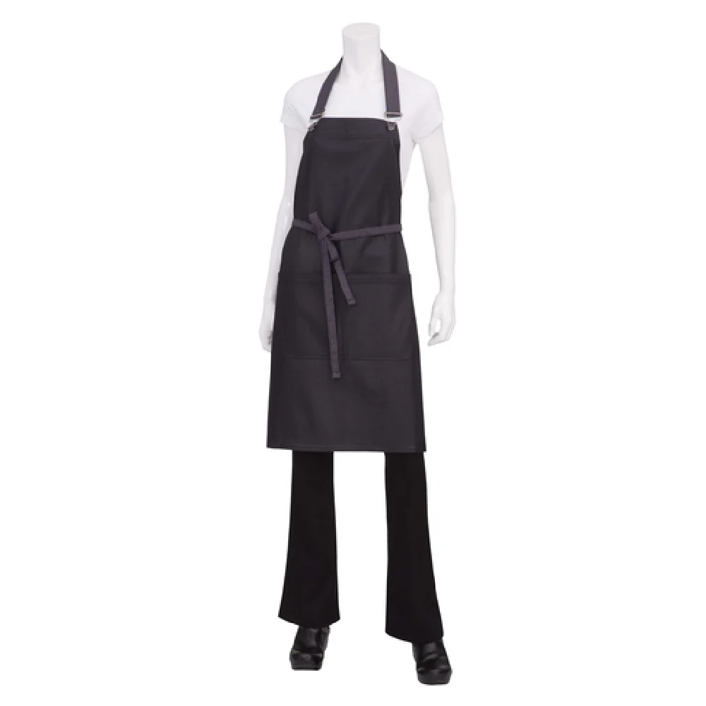 Chef Works ABWT051PUB0 30 Inch Bib Apron with Towel Loop Purple Waxed Denim