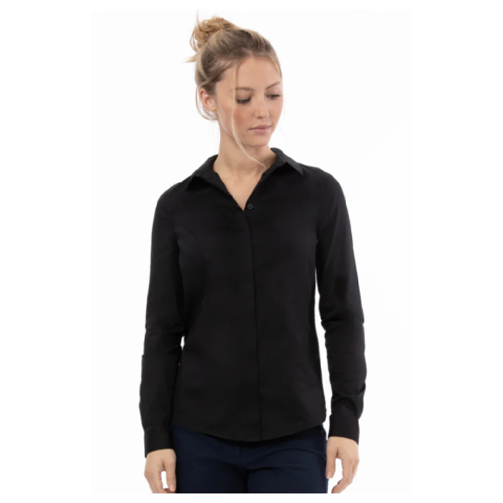 Chef Works W151-BLK-2XL 22 Inch Women's Formal Dress Shirt Black with Adjustable Cuffs Chef Works W151-BLK-2XL 22 Inch Women's Formal Dress Shirt Black with Adjustable Cuffs