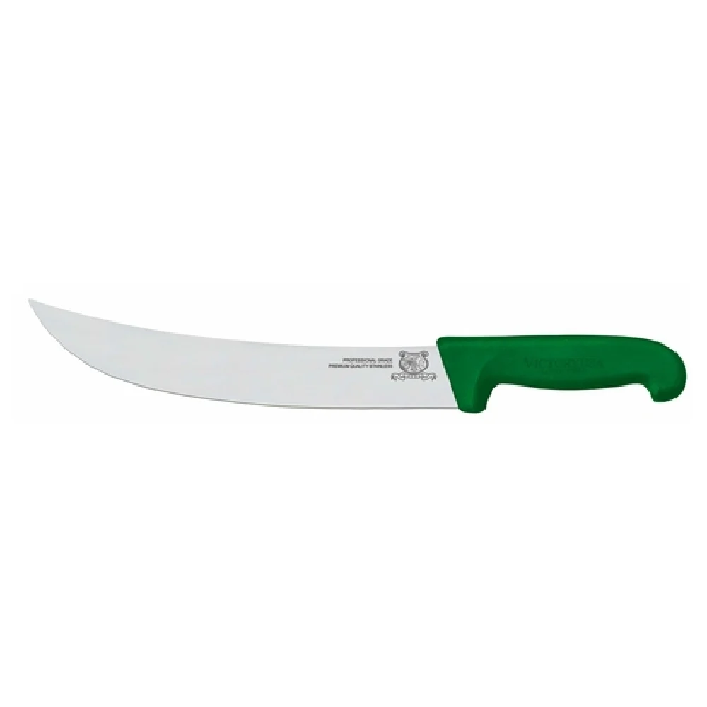 Omcan 23887 12 Inch Curved Blade Stainless Steel Knife Super Fiber Green Handle Omcan 23887 12 Inch Curved Blade Stainless Steel Knife Super Fiber Green Handle