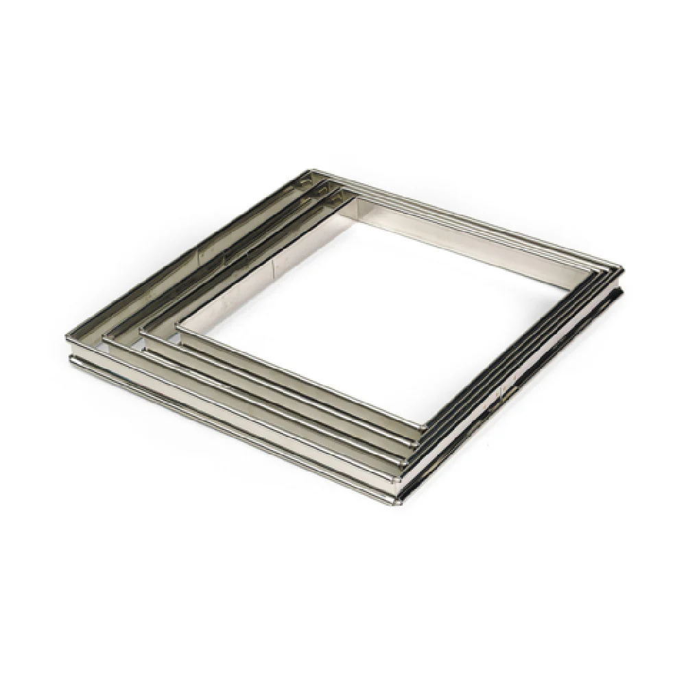 Louis Tellier 865550 8.66 Inch Square Tart Ring Rolled Edges Stainless Steel