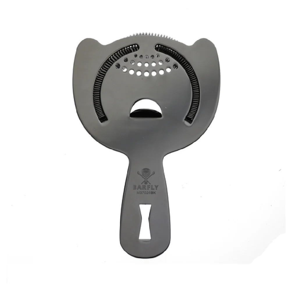 Mercer Culinary M37026BK 6 Inch Bar Strainer Heavy Duty 2 Prong Stainless Steel Gun Metal Black Finish with Replaceable Spring Mercer Culinary M37026BK 6 Inch Bar Strainer Heavy Duty 2 Prong Stainless Steel Gun Metal Black Finish with Replaceable Spring