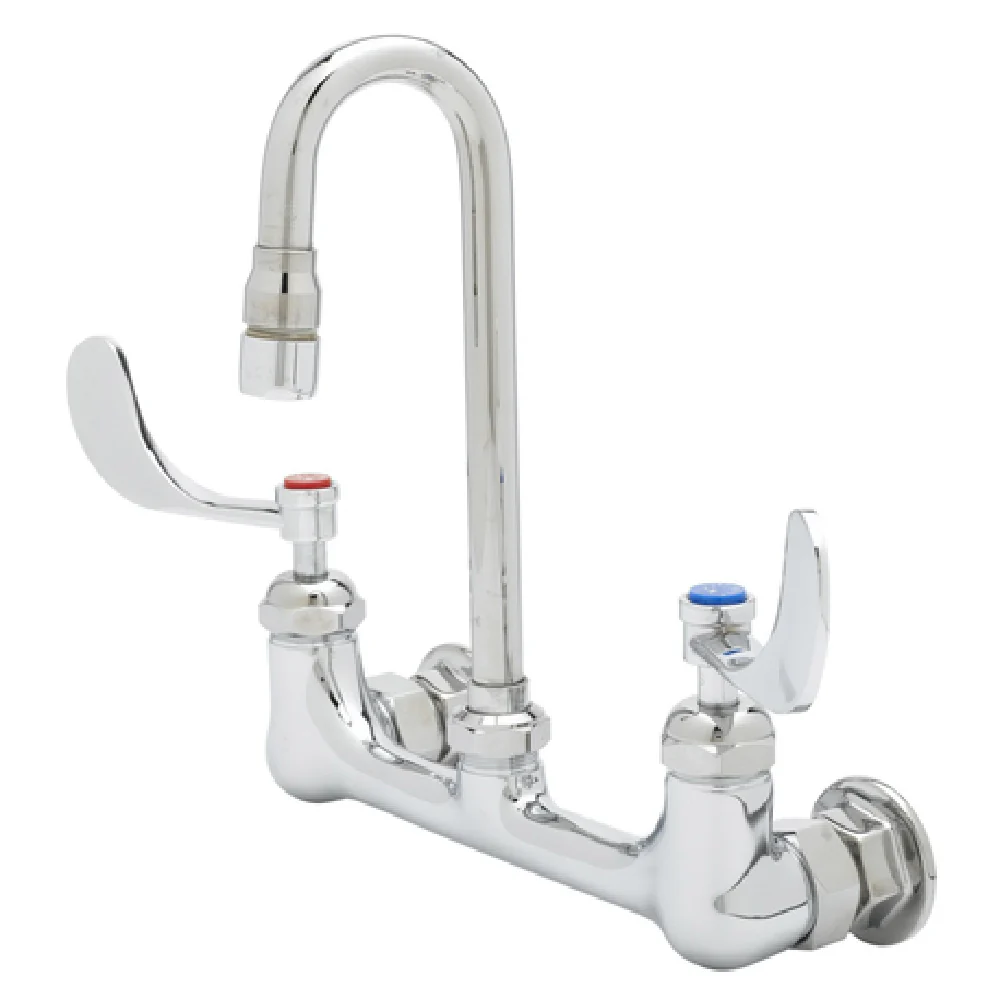 T&S Brass B-0230-132XA-CR Wall Mount 8 Inch Pantry Faucet Double Joint Spout with Wrist Handles