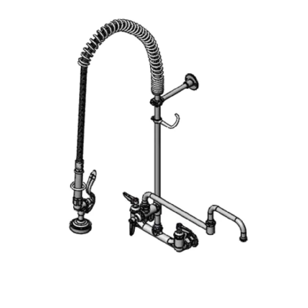 T&S Brass B-0133-18DJ-CRB 8 Inch EasyInstall Pre-Rinse Unit Stainless Steel with Add On Faucet