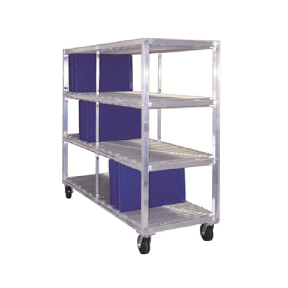 New Age Industrial 96711 75 Inch Mobile Tray Drying Rack 4 Tier Aluminum Drainage
