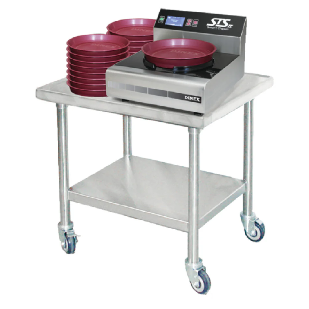Dinex DXPICTABLEM 30 Inch Mobile Table For Induction Charger Stainless Steel with Undershelf