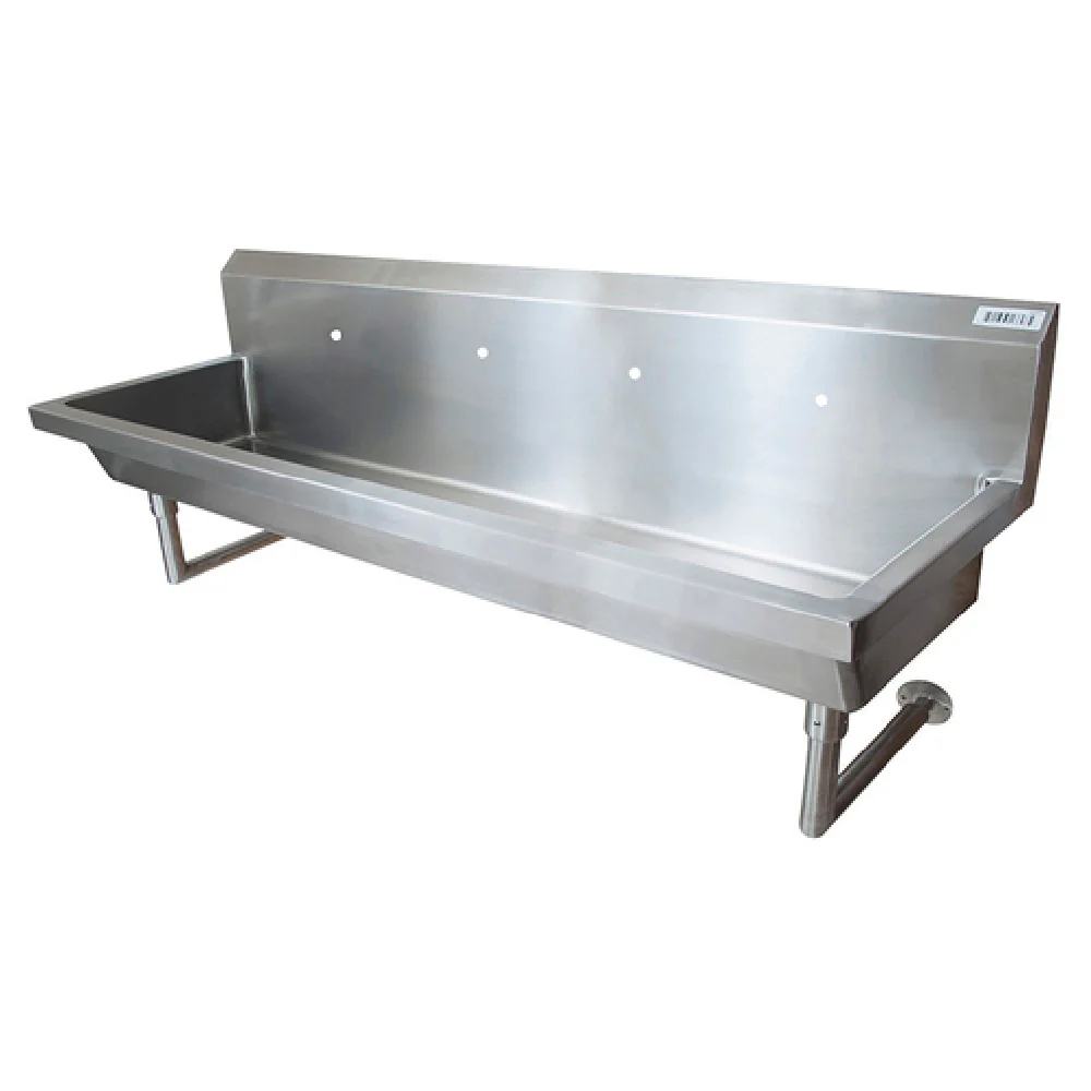 BK Resources MSHS-96W1 96 Inch Handwash Sink Wall Mounted Stainless Steel with Four Faucet Holes BK Resources MSHS-96W1 96 Inch Handwash Sink Wall Mounted Stainless Steel with Four Faucet Holes