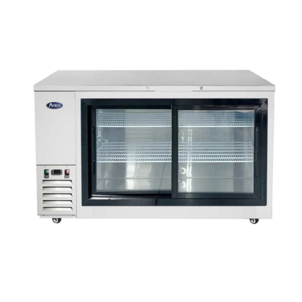 Atosa SBB69SGGRAUS1 68 Inch Back Bar Cooler 18.6 cu ft Two-section Stainless Steel Locking Glass Doors