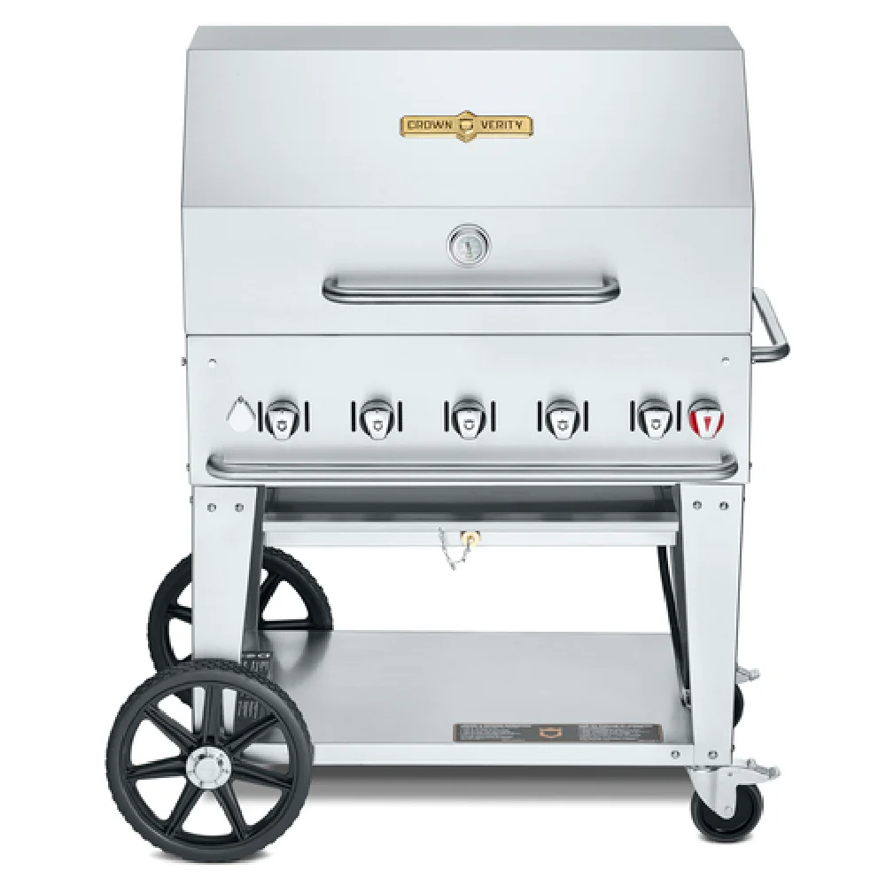 Crown Verity CV-MCB-36RDP-NG 34 Inch Mobile Charbroiler Gas 5 Burners Stainless Steel Crown Verity CV-MCB-36RDP-NG 34 Inch Mobile Charbroiler Gas 5 Burners Stainless Steel