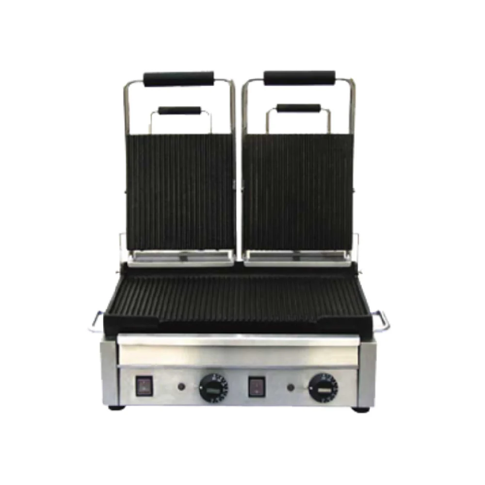 Omcan 19937 10 Inch Electric Panini Grill Dual Grooved Cast Iron 10 to 18 Inch Omcan 19937 10 Inch Electric Panini Grill Dual Grooved Cast Iron 10 to 18 Inch