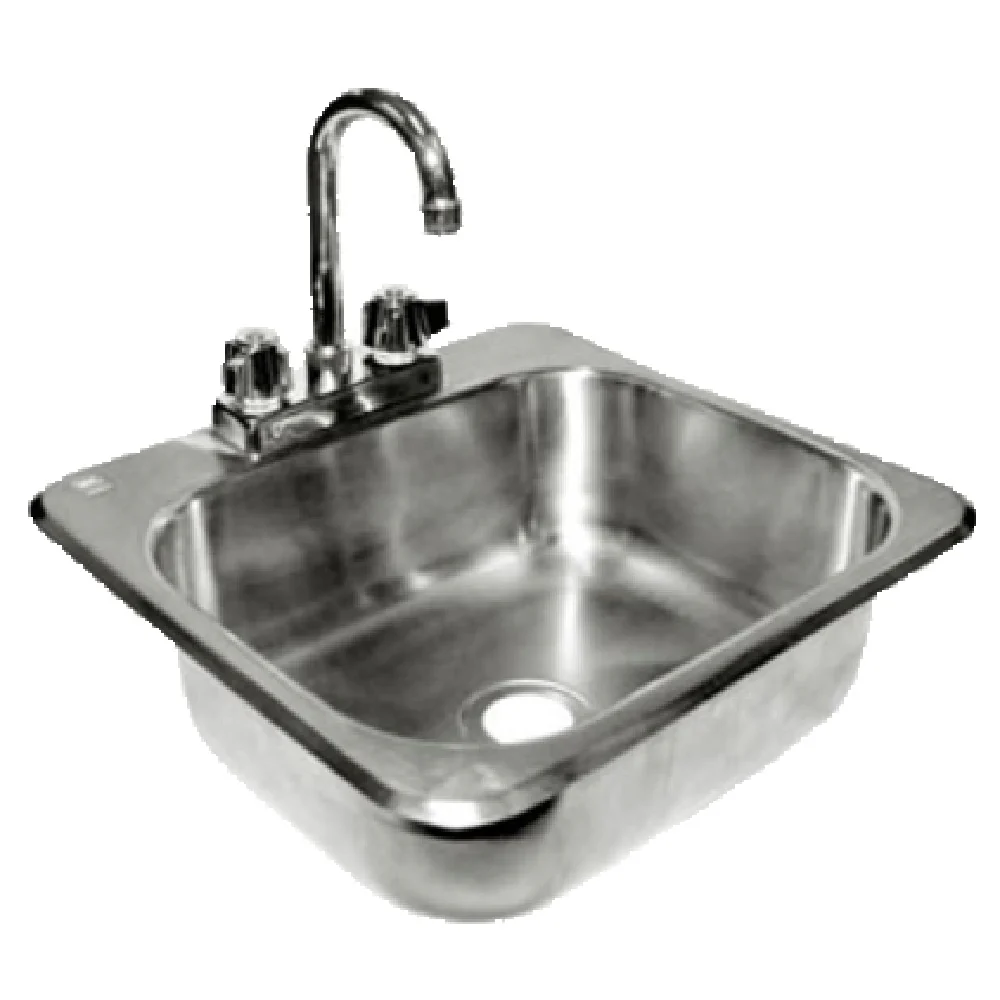 GSW USA HS-1615I 15 Inch Drop-In Hand Sink Strainer Stainless Steel with Gooseneck Faucet