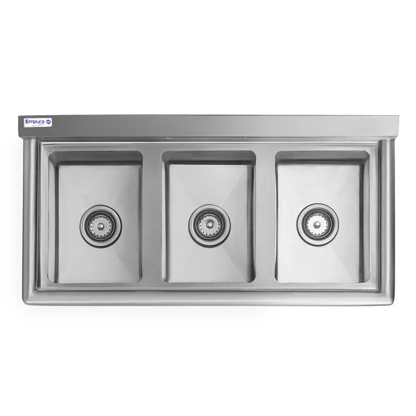 Empura EHD31014 39 Inch Sink Heavy Duty 16 Gauge 304 Stainless Steel with 3 Bowls Empura EHD31014 39 Inch Sink Heavy Duty 16 Gauge 304 Stainless Steel with 3 Bowls