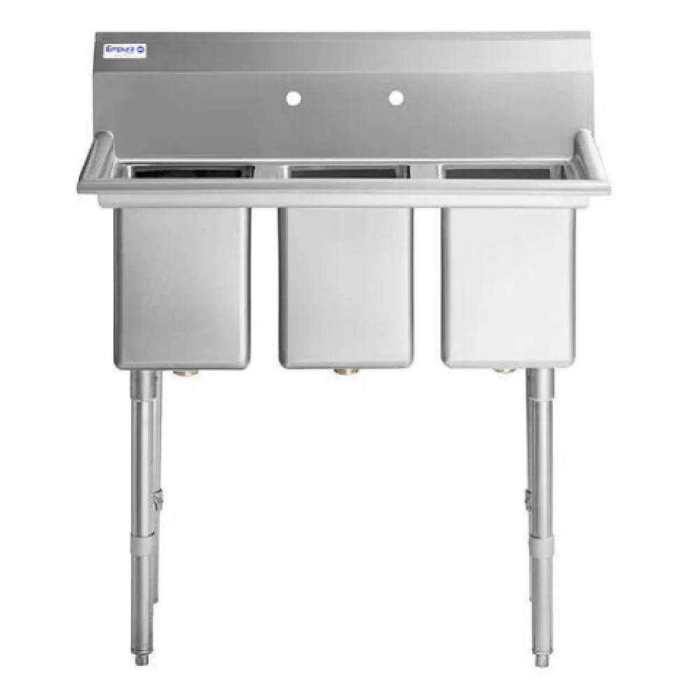 Empura EHD31014 39 Inch Sink Heavy Duty 16 Gauge 304 Stainless Steel with 3 Bowls Empura EHD31014 39 Inch Sink Heavy Duty 16 Gauge 304 Stainless Steel with 3 Bowls