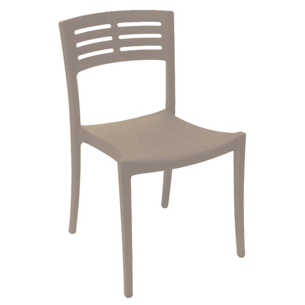 Grosfillex US637181 24 Inch Stacking Side Chair Contoured Resin French Taupe
