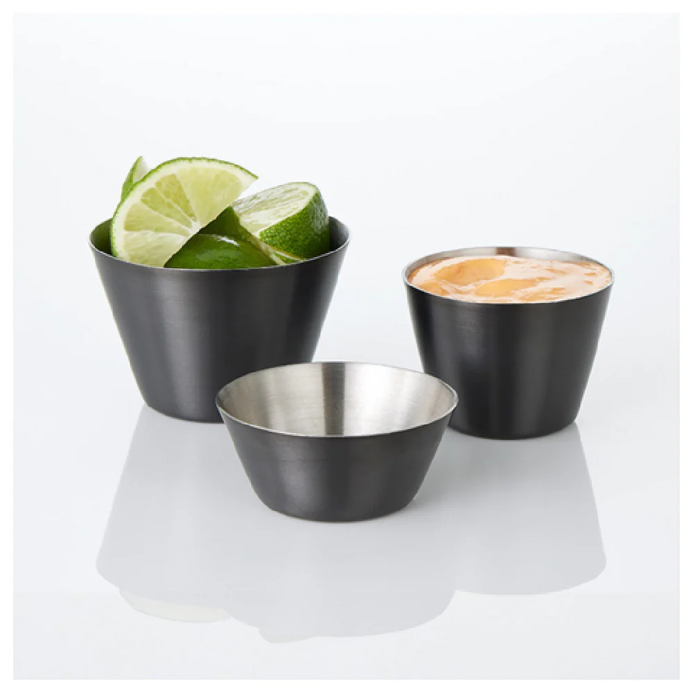 American Metalcraft SATSCB3 1-1/2 oz Round Sauce Cup Black Stainless Steel American Metalcraft SATSCB3 1-1/2 oz Round Sauce Cup Black Stainless Steel