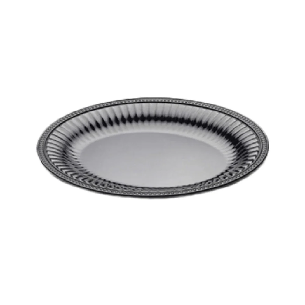 GET Enterprises M14R-B 14 Inch Black Round Melamine Platter with Beaded Edge