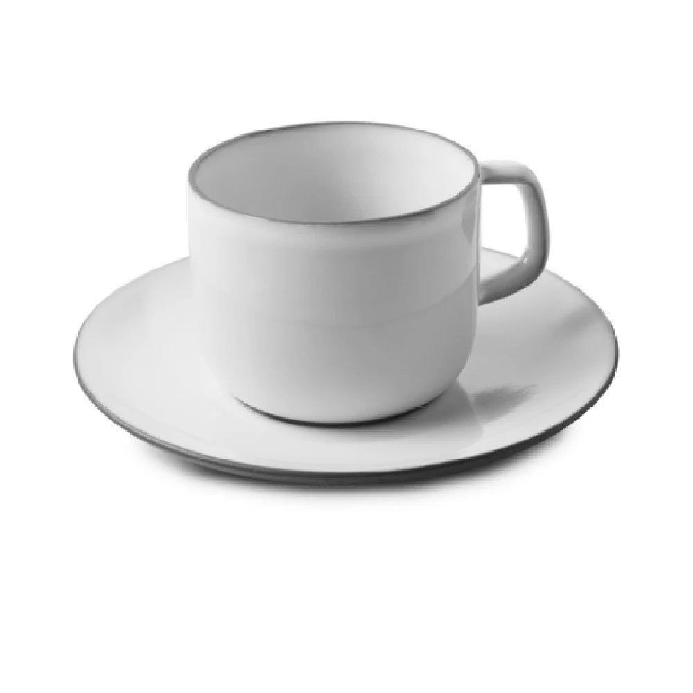 Revol 660540 6.76 Oz Tea Cup and Saucer Oven Safe Porcelain White Revol 660540 6.76 Oz Tea Cup and Saucer Oven Safe Porcelain White