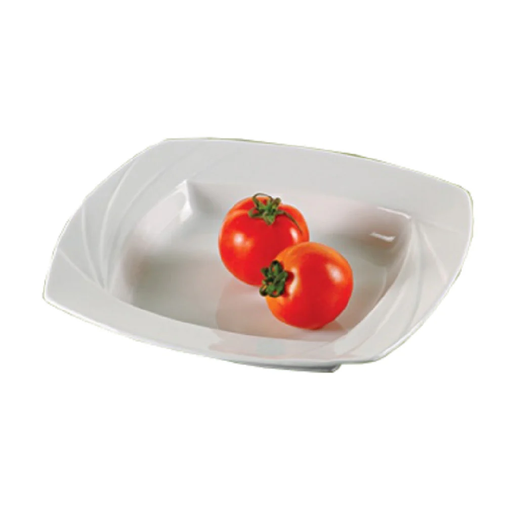 Yanco MM-311 11 Inch Square Pasta Bowl 24 Oz Embossed Porcelain Bone White Yanco MM-311 11 Inch Square Pasta Bowl 24 Oz Embossed Porcelain Bone White