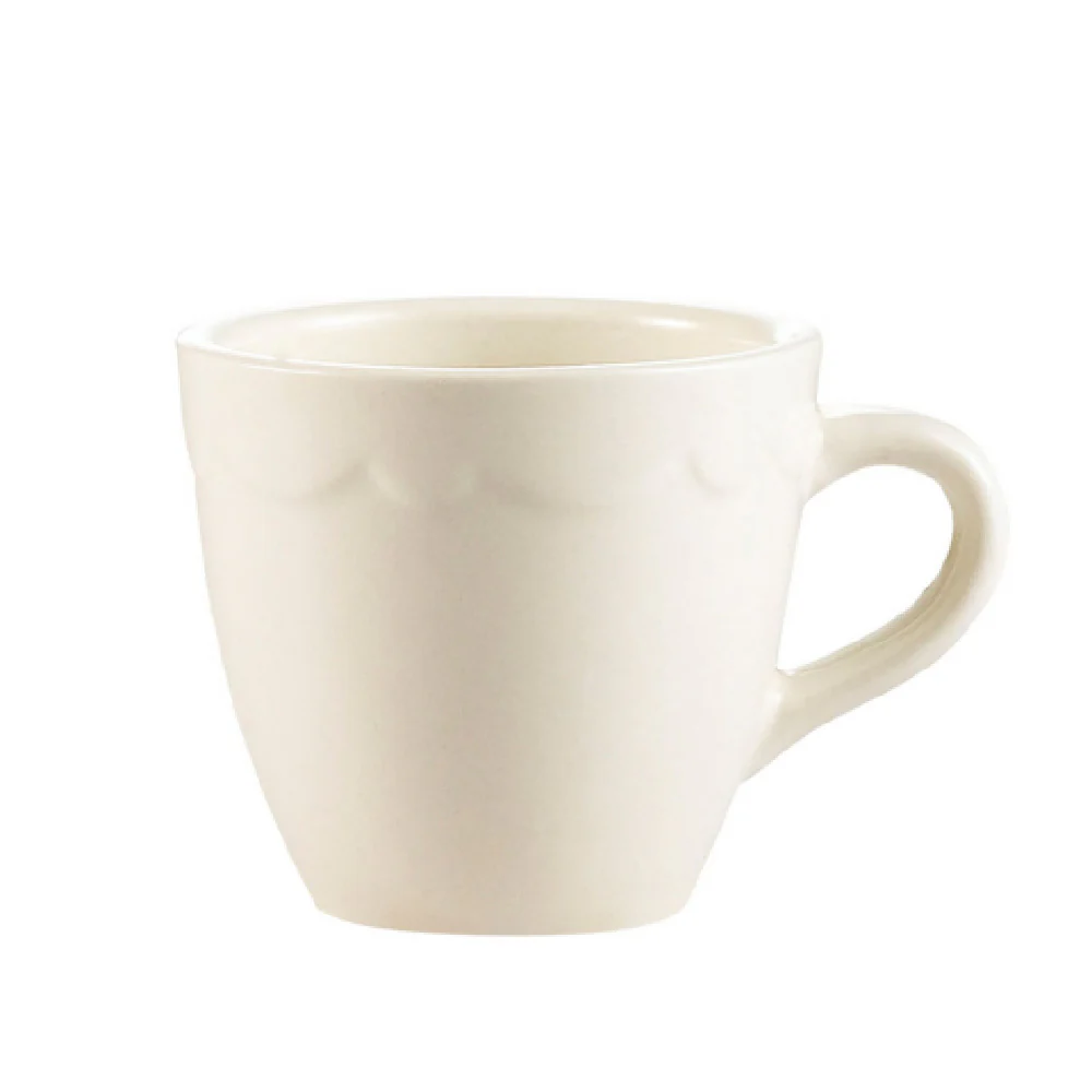 CAC China SC-35 3-1/2 Oz Scallop Edge Demitasse Cup Ceramic White