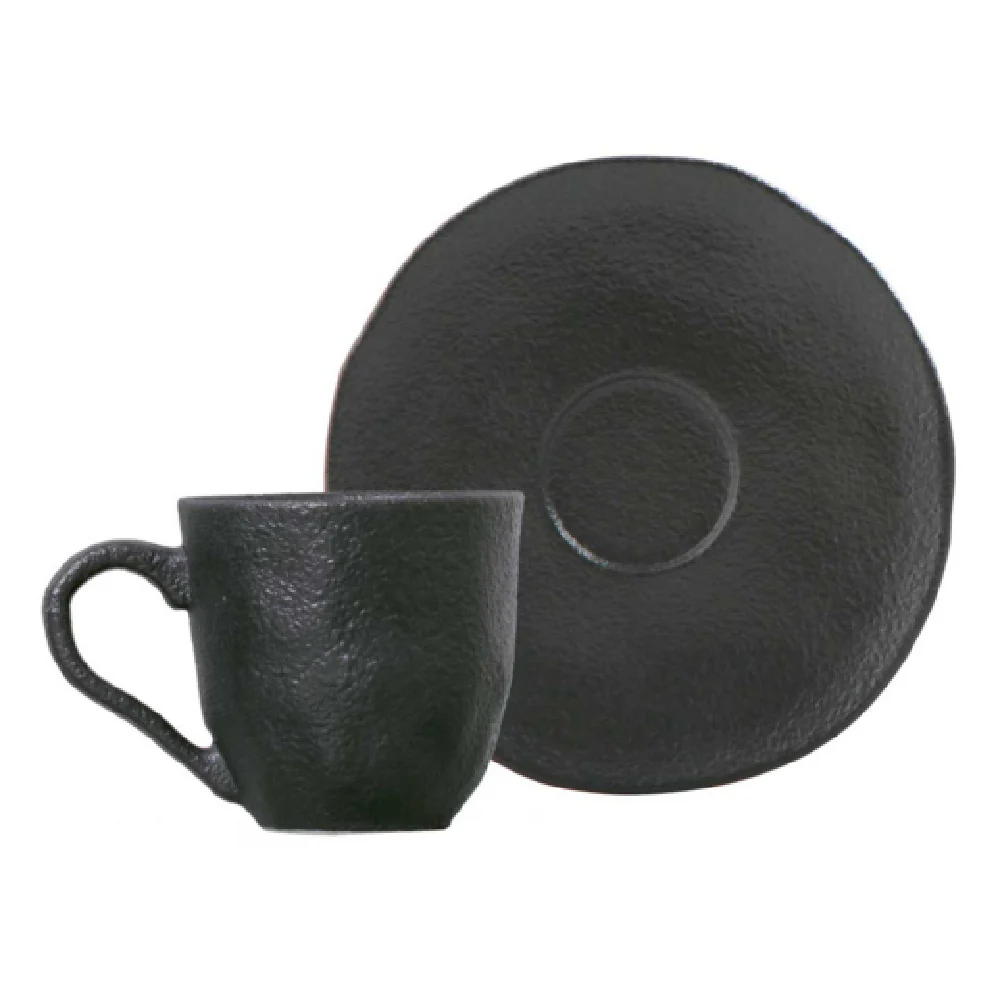 Porto Brasil 351473901 2.72 Inch 4.06 Oz Cups and Saucer Stoneware Matte Black