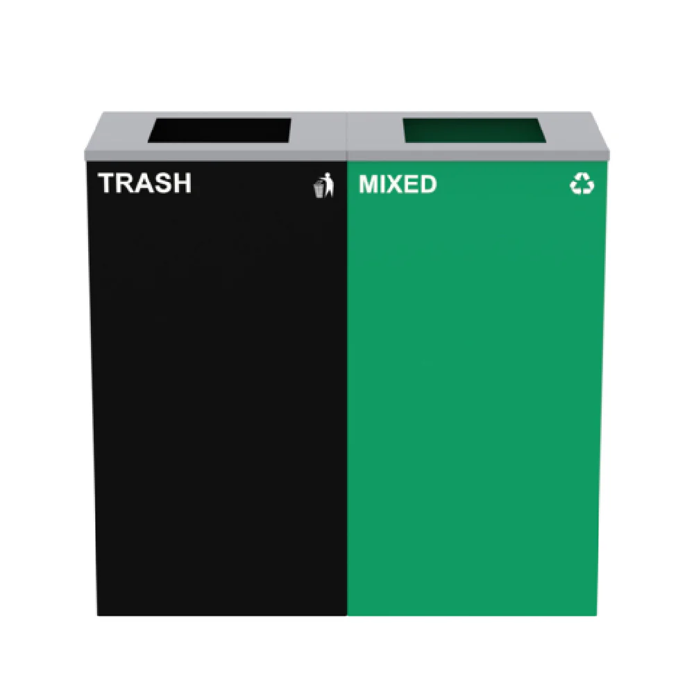 Alpine Industries ALP4450-BLK-KIT10 34 Inch Recycling Bin Station 58 Gallon Green