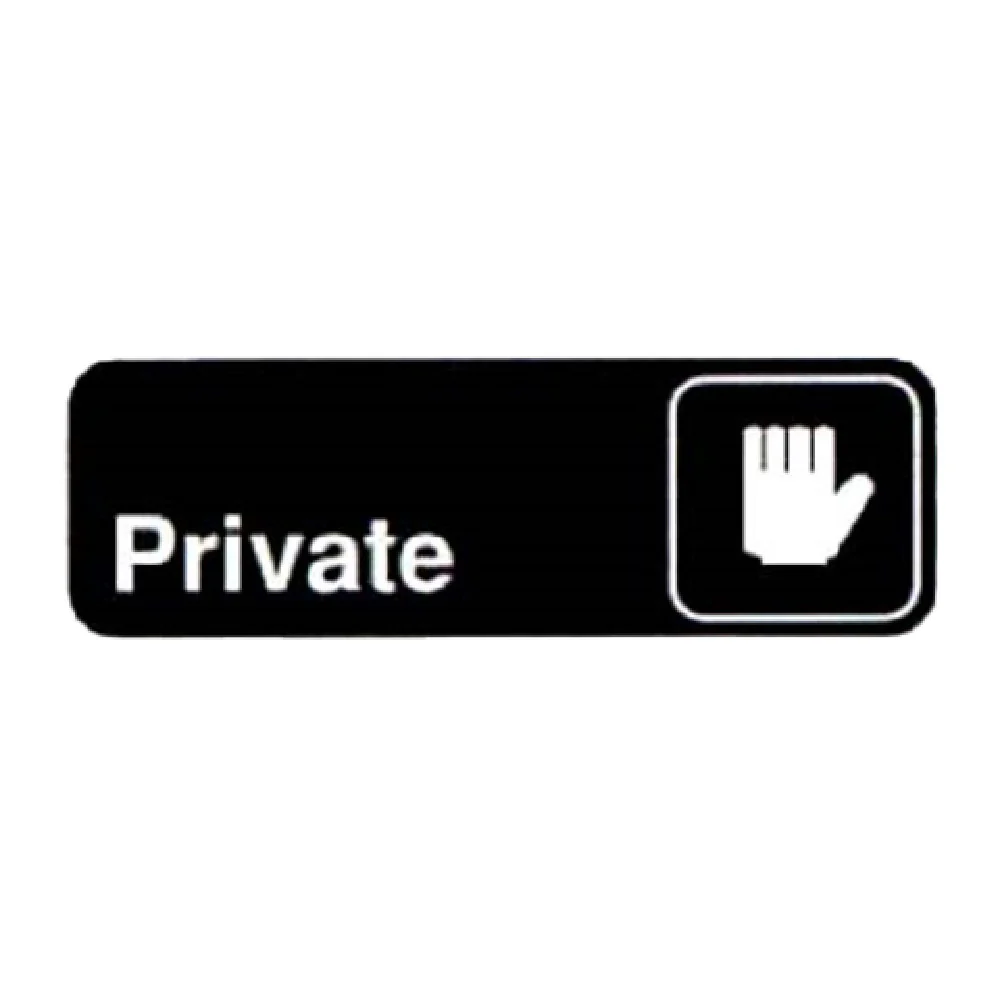 Vollrath 4505 9 Inch Private Sign White on Black Compliance Sign Made in USA Vollrath 4505 9 Inch Private Sign White on Black Compliance Sign Made in USA