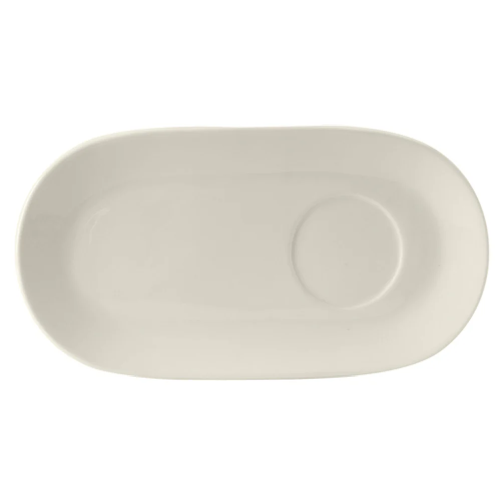 Tuxton AMU-561 12-1/4 Inch Oval Platter With Well Ceramic Lead-Free Pearl White