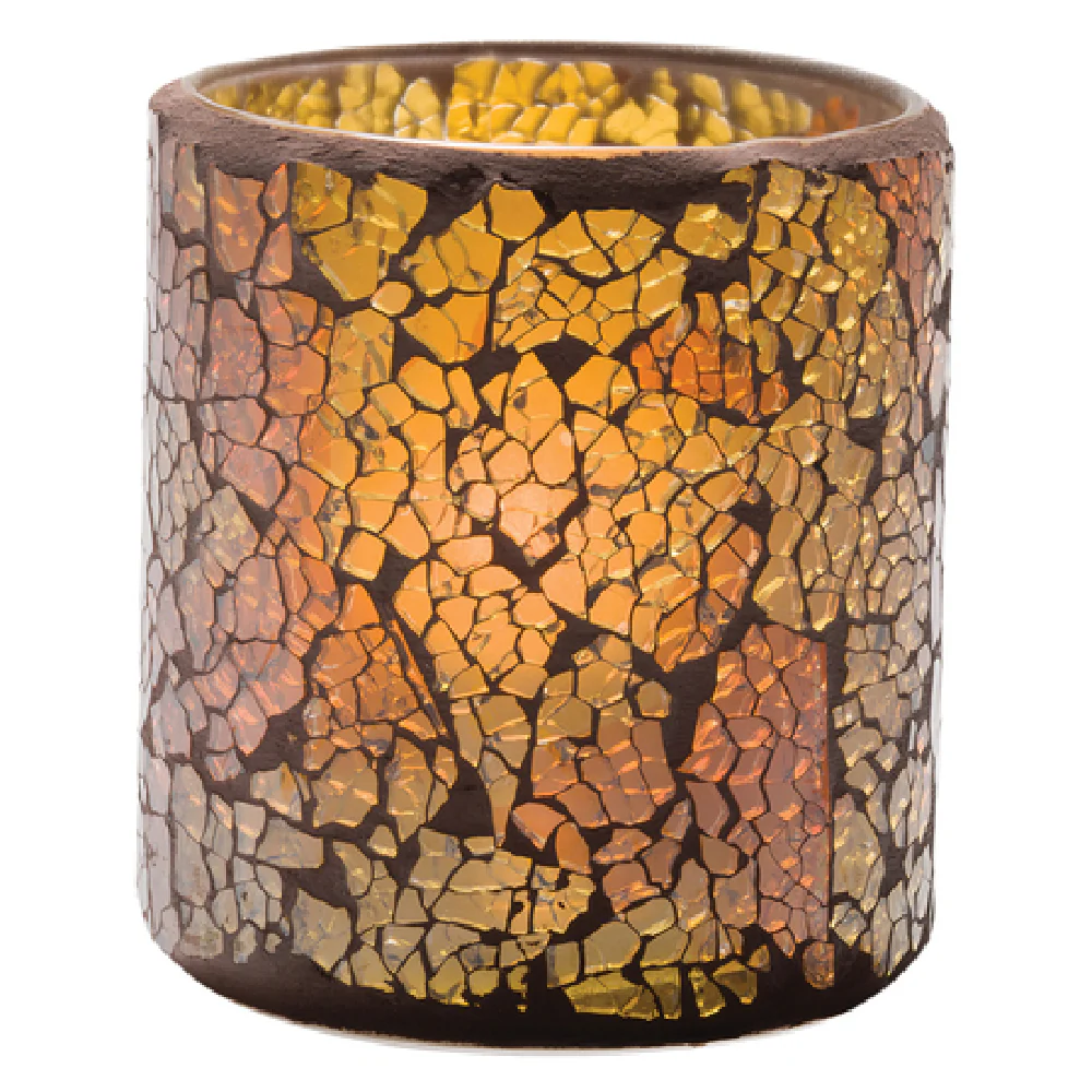 Hollowick 6351G 3 Inch Glass Votive Lamp Crackle Gold Frosted