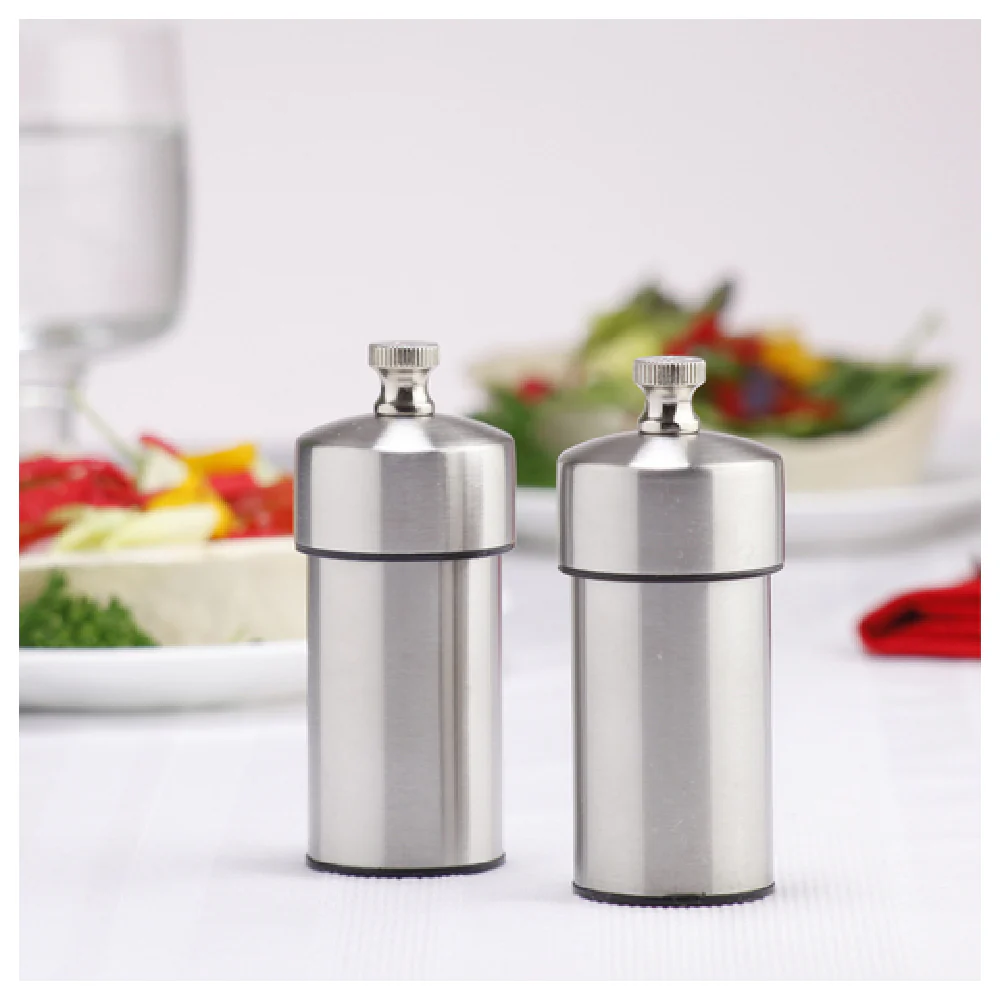 Chef Specialties 29910 Salt Pepper Mill Set 4 Inch Stainless Steel Ceramic Gear with Lifetime Warranty Chef Specialties 29910 Salt Pepper Mill Set 4 Inch Stainless Steel Ceramic Gear with Lifetime Warranty