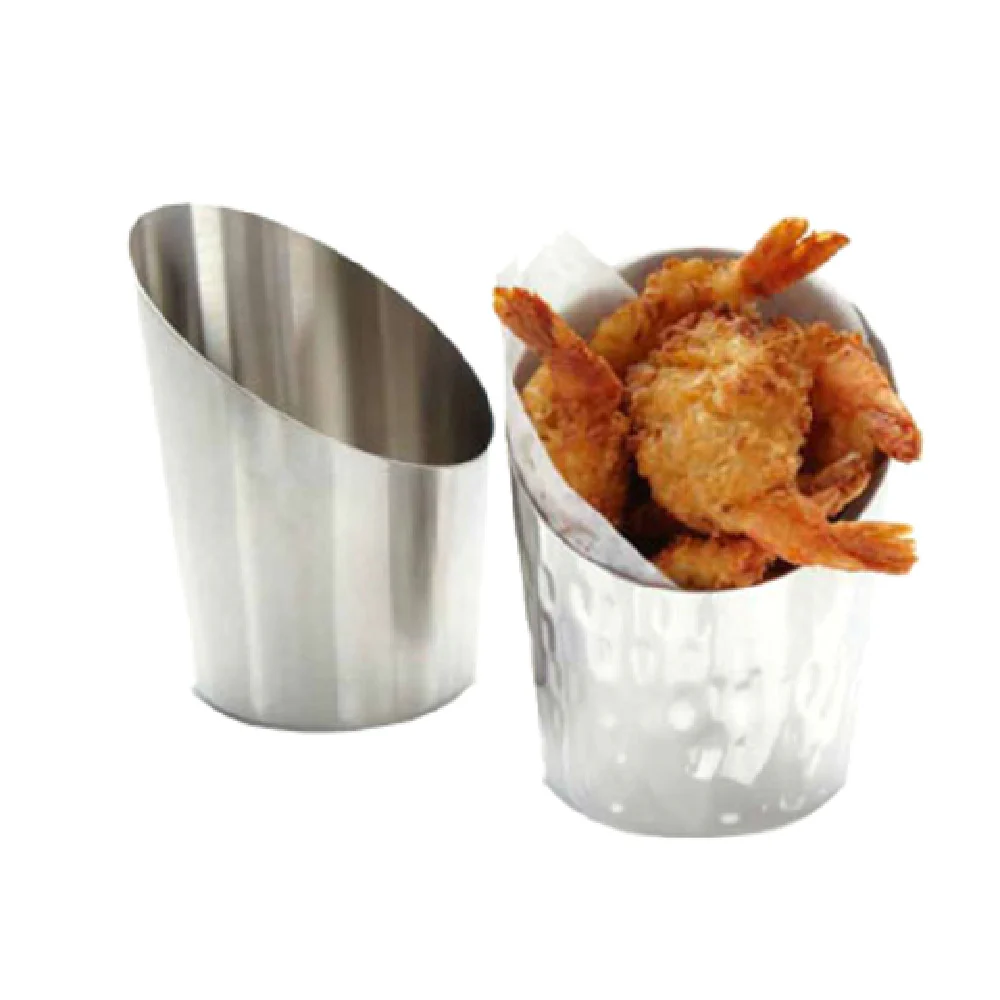 American Metalcraft FFCS45 12 Oz. Angled Edge French Fry Cup Stainless Steel Satin Finish
