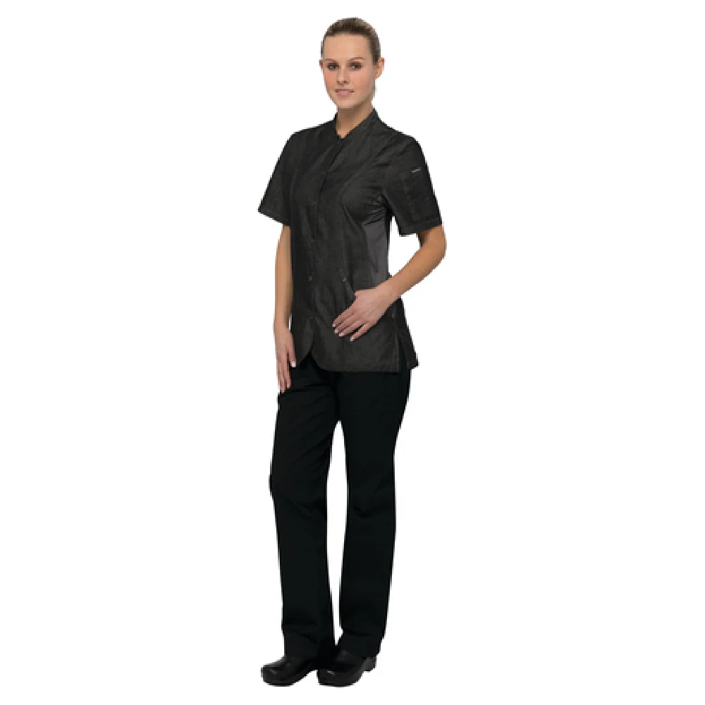 Chef Works CES05WBLKXL Women's Chelsea Chef Coat XL Single-breasted Black Cotton