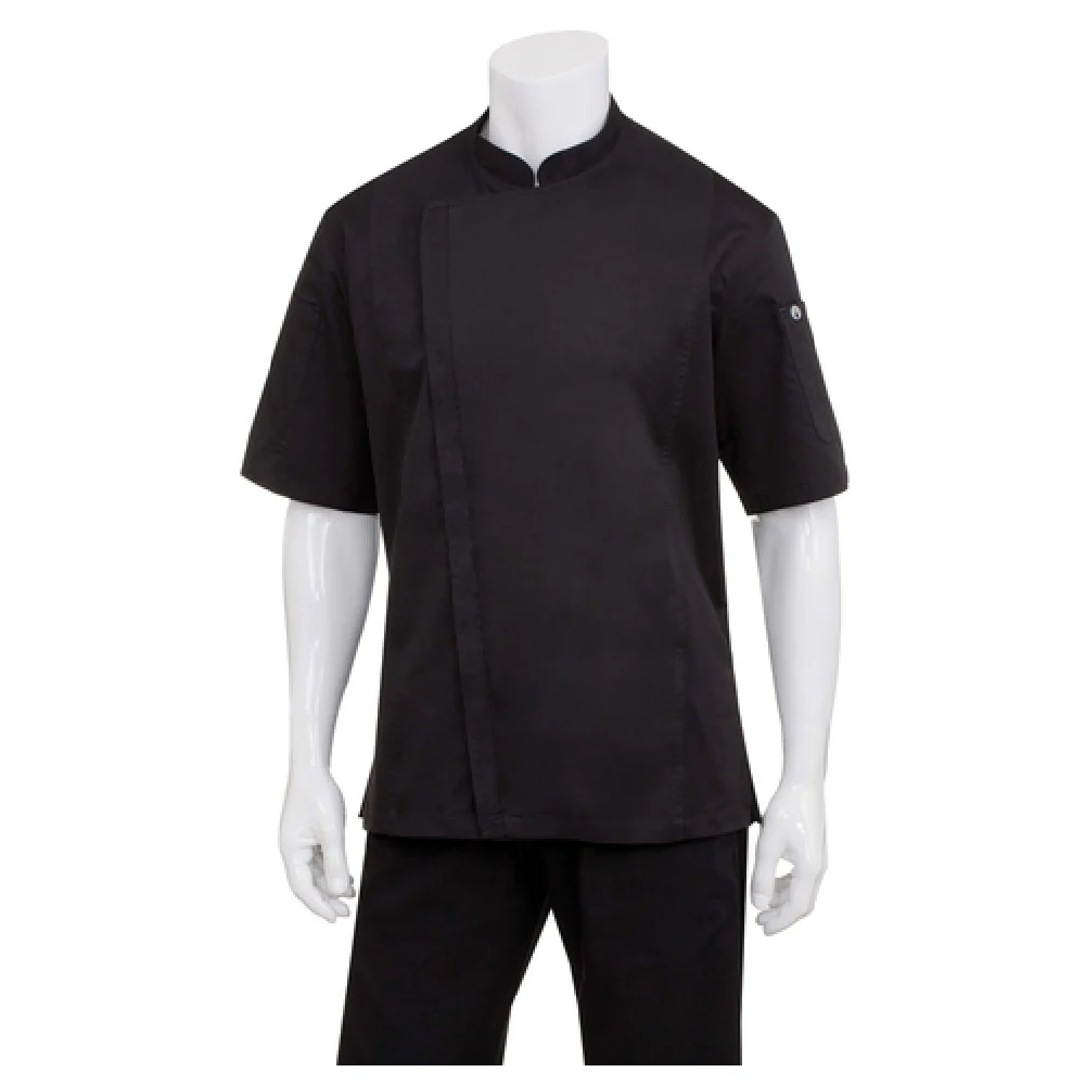 Chef Works BCSZ009-BLK-S Small Springfield Chef Coat Short Sleeves Black Chef Works BCSZ009-BLK-S Small Springfield Chef Coat Short Sleeves Black