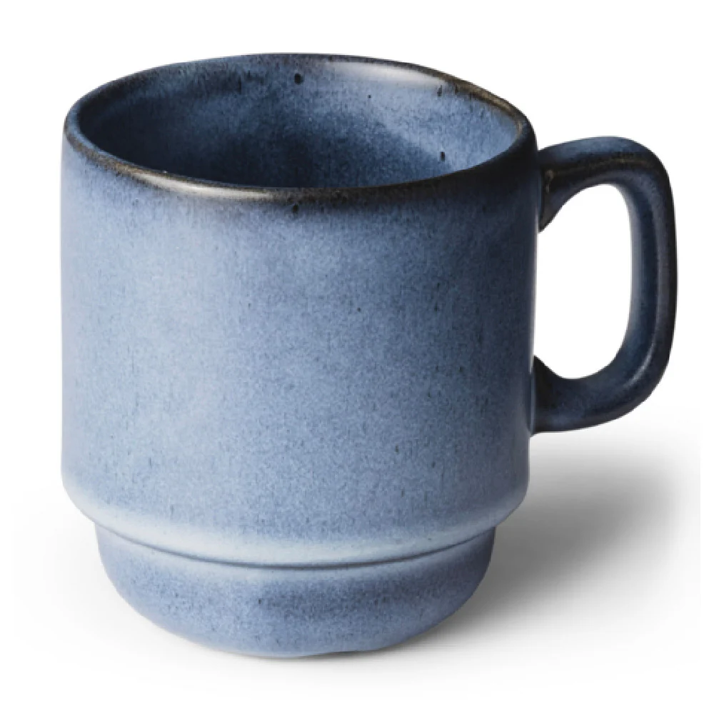 Bon Chef 2800051P 10 Oz Tavola Coffee Mug Round Stackable Porcelain Matte Blue