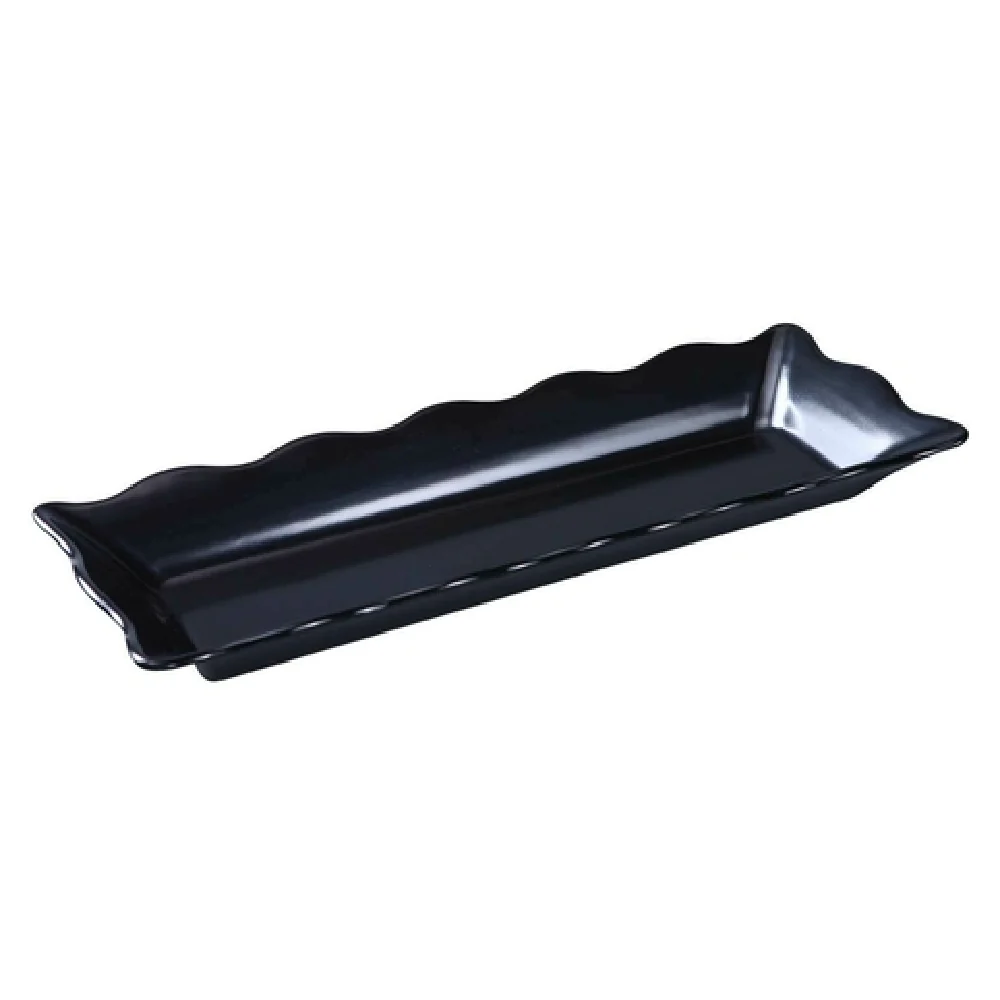 Yanco DC-6117B 17-1/2 Inch Melamine Serving Tray Scalloped Edge Black