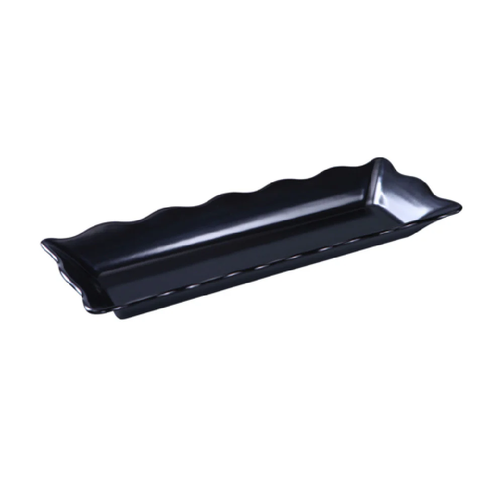 Yanco DC-6117B 17-1/2 Inch Melamine Serving Tray Scalloped Edge Black Yanco DC-6117B 17-1/2 Inch Melamine Serving Tray Scalloped Edge Black