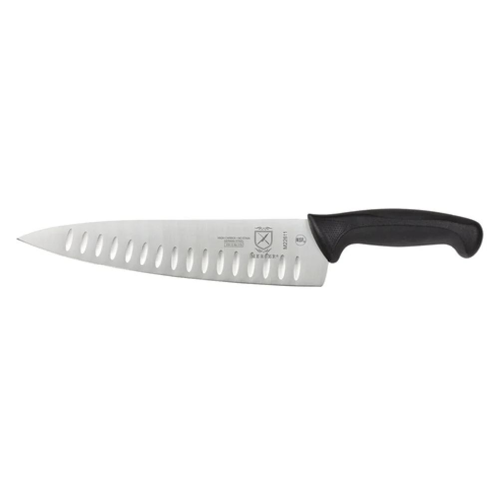 Mercer Culinary M22611 10 Inch Granton Edge Stamped Knife High Carbon Steel Black Handle