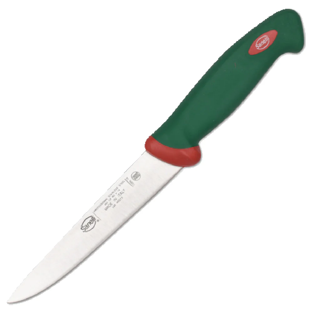 JB Prince Z282 6-1/4 Inch Straight Boning Knife Ergonomic Rubber Green Handle Stainless Steel
