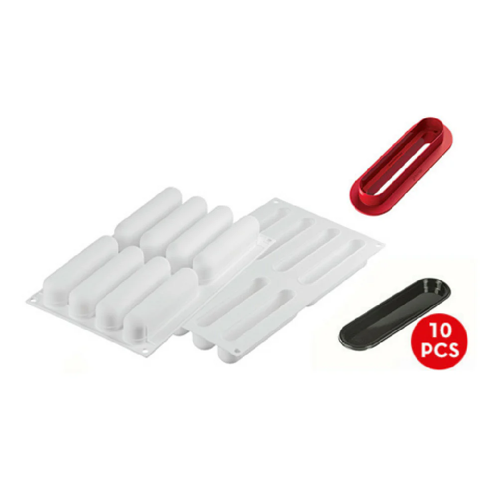 JB Prince MA273 4 Inch Silicone Mold with Cutter 8 Indents Made in Italy