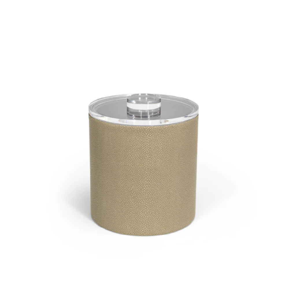 FOH RIB018BEL21 3.5qt Round Belize Ice Bucket Dune With Acrylic Lid Includes One RIB022CLT21 3.5qt Round Ice Bucket Lid Acrylic