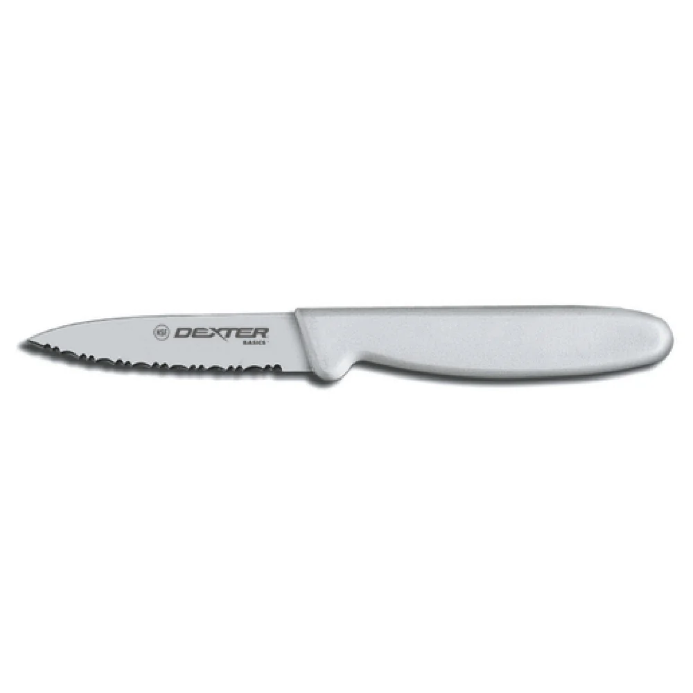 Dexter 31612 3-1/8 Inch Scalloped Tapered Point Paring Knife High Carbon Steel White Handle