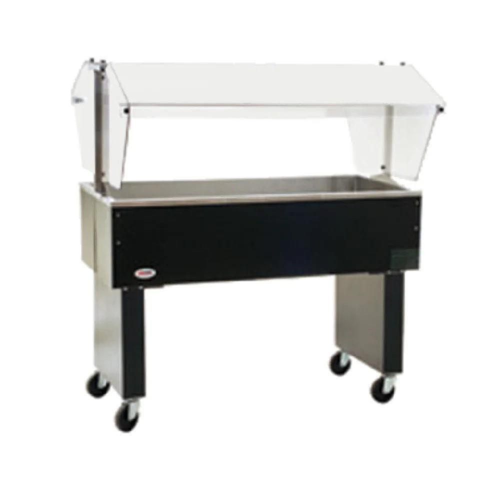 Eagle BPCP-4-X 63 Inch Open Base Ice Cooled Portable Buffet Cold Pan Unit with Sneeze Guard