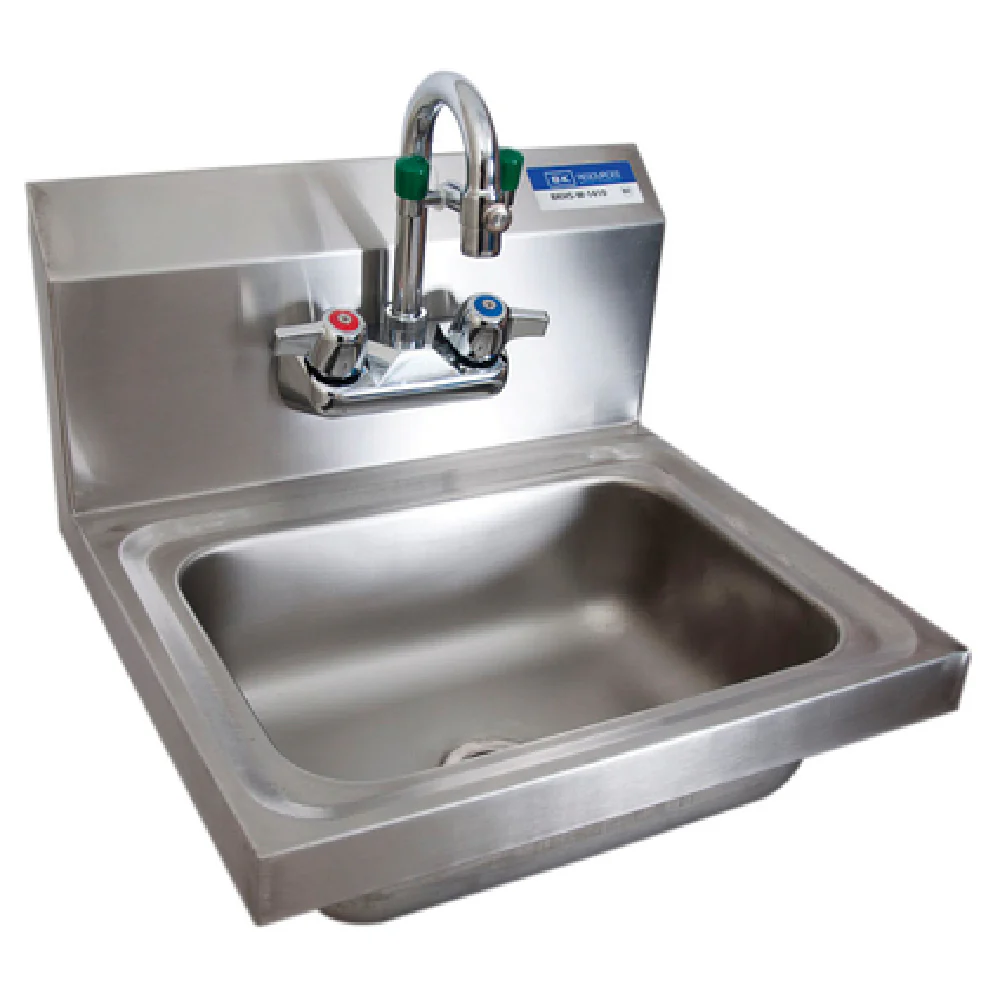 BK Resources BKHS-W-1410EY-P-G 14 Inch Hand Sink with Eye Wash Station Wall Mounted