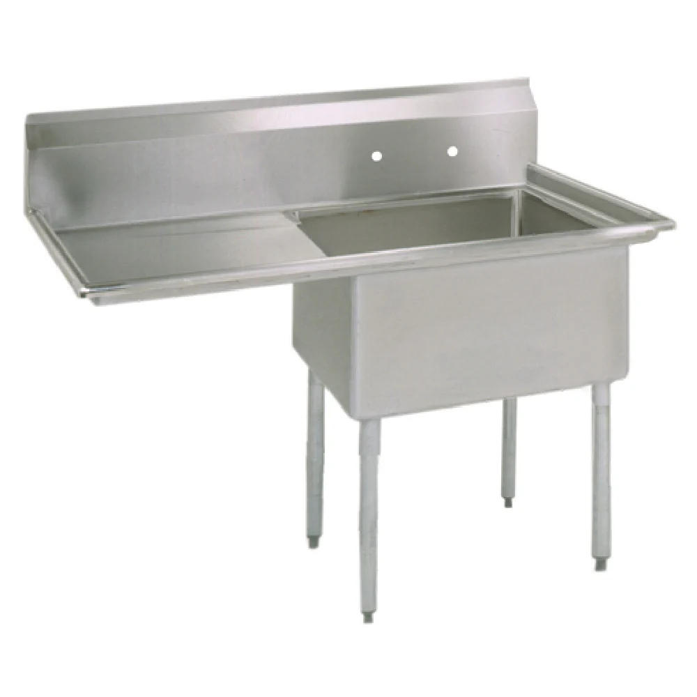 BK Resources ES-1-18-12-18L 38-1/2 Inch Economy Sink One Compartment with Left Drainboard BK Resources ES-1-18-12-18L 38-1/2 Inch Economy Sink One Compartment with Left Drainboard