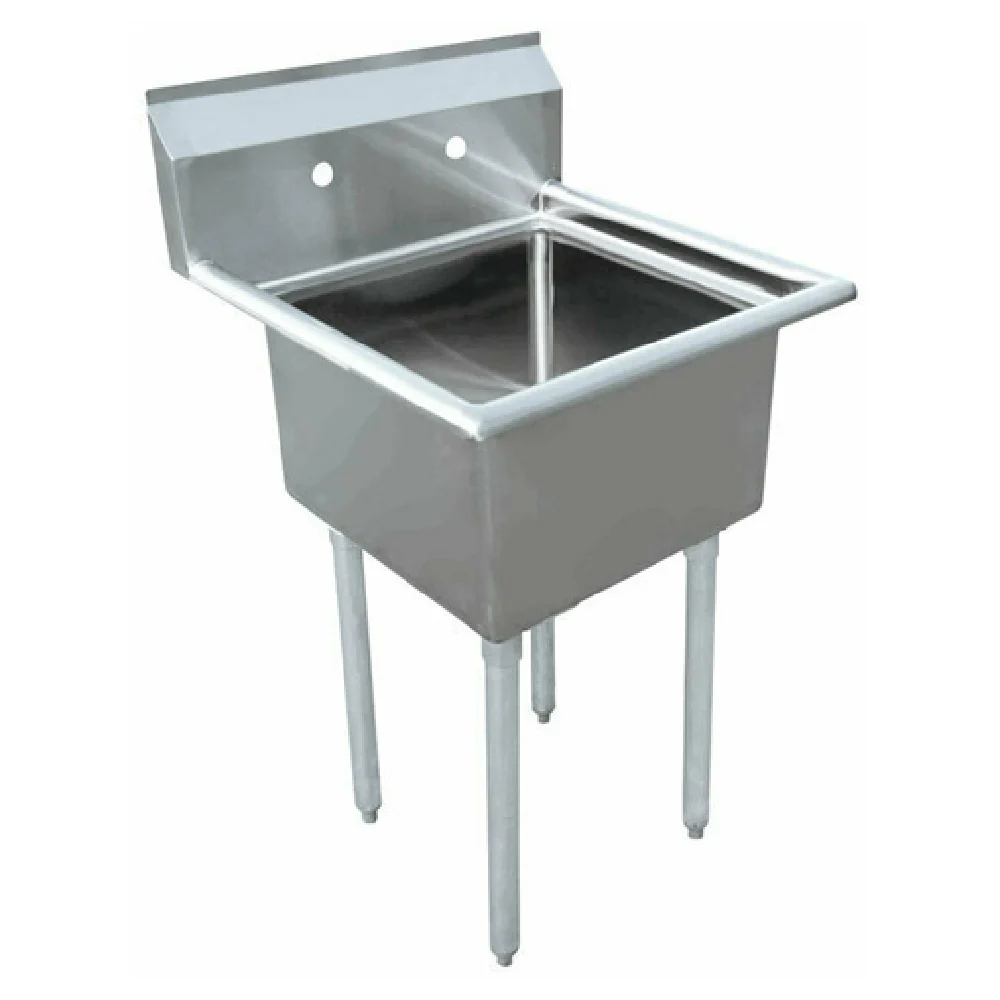 Omcan 43783 24 Inch 18 Gauge Stainless Steel Pot Sink Center Drains with Backsplash