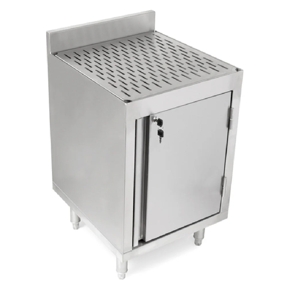 John Boos UBSC-1824-R 24 Inch Slim-Line Underbar Storage Cabinet Stainless Steel with Backsplash and Lock John Boos UBSC-1824-R 24 Inch Slim-Line Underbar Storage Cabinet Stainless Steel with Backsplash and Lock
