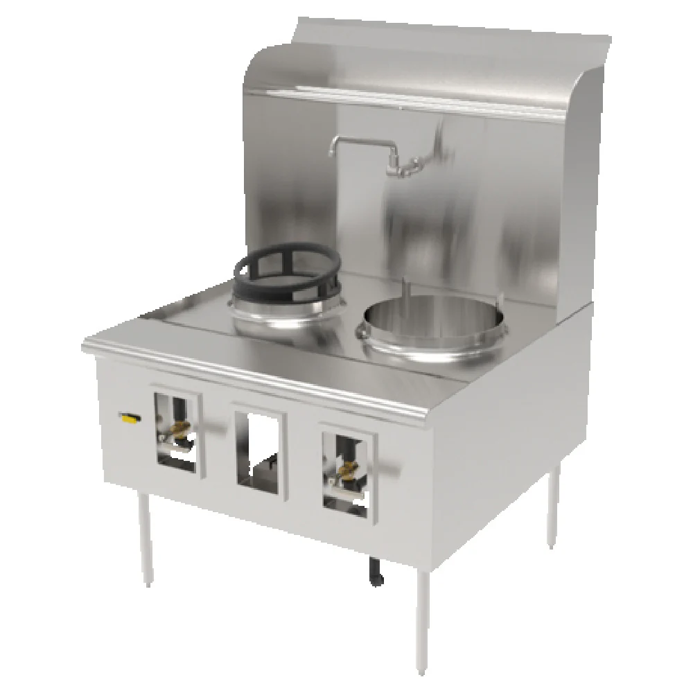 GSW USA ARE-2-22-22 60 Inch Gas Chinese Wok Range with 14 Gauge Stainless Steel Top GSW USA ARE-2-22-22 60 Inch Gas Chinese Wok Range with 14 Gauge Stainless Steel Top