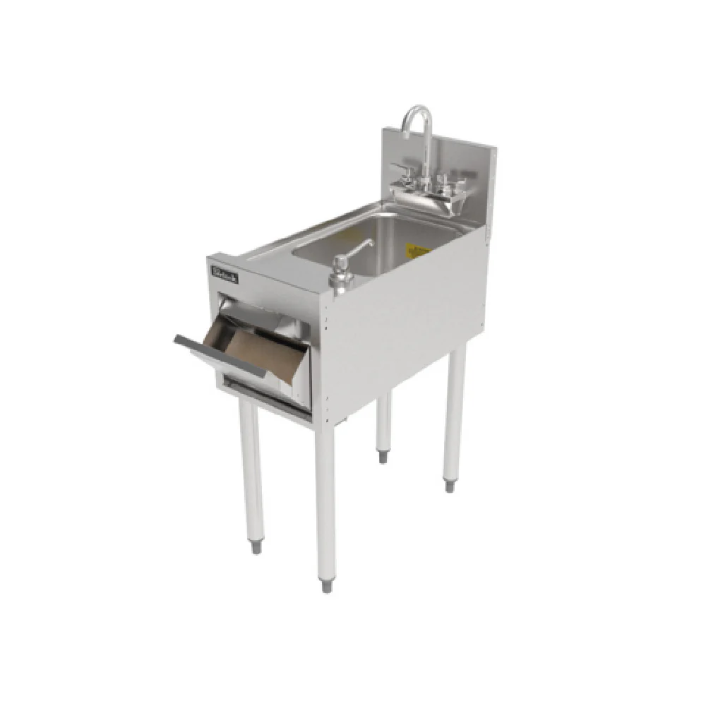 Perlick TSF12HS 12 Inch Underbar Hand Sink Unit 18 Gauge Stainless Steel with Backsplash and Dispensers